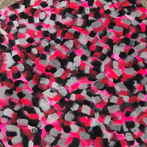 HANDCRAFTED CONFETTI ABSTRACT ART PINK, BLACK, SILVER - Picture 3 of 11